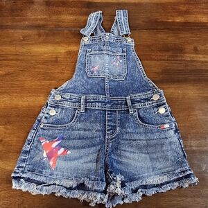 Jordache GIrl's Denim Overall Shorts Size M(7/8)  Patriotic